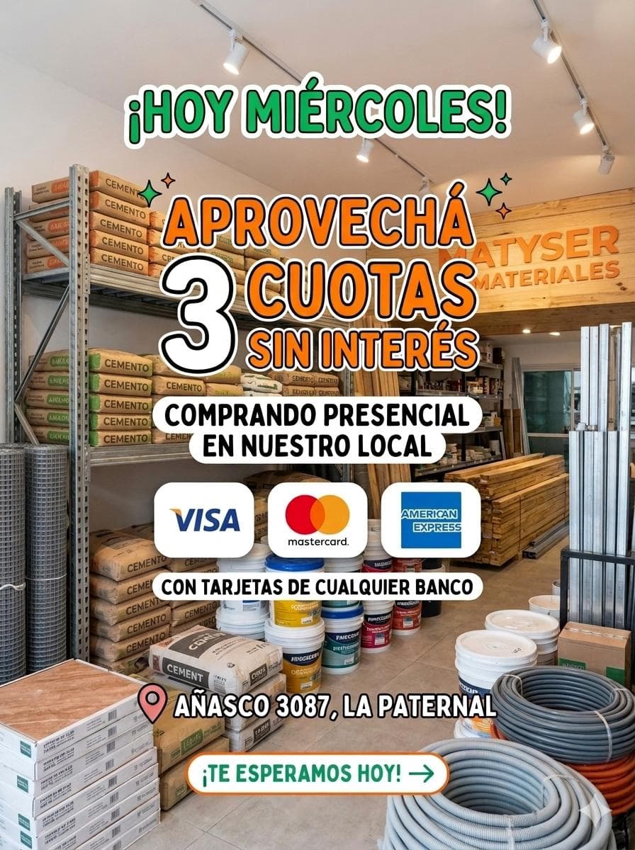 Promocion de miercoles: 3 cuotas sin interes comprando presencial en Anasco 3087, La Paternal