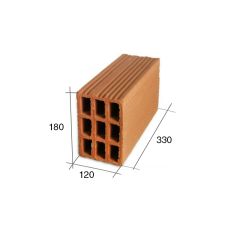 Ladrillo tabique 12 ceramico hueco no portante 9 tubos 120mm x 180mm x 330mm