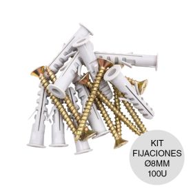 Kit fijaciones taco c/tope y tornillo ø8mm caja x 100u