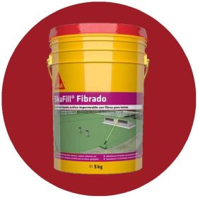 Membrana liquida acrilica Sikafill fibrado techos transito ocasional rojo ceramico balde x 5kg
