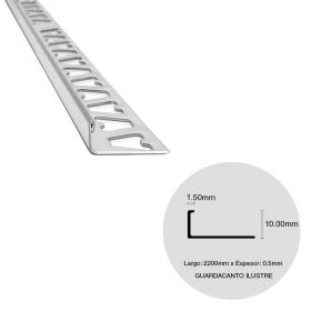 Varilla guardacanto pared acero inoxidable ilustre brillante 0.5mm x 1.5mm x 10mm x 2200mm