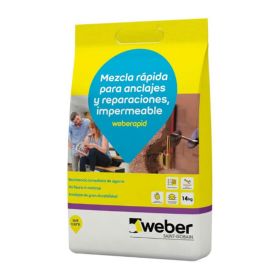 Mortero anclajes/reparaciones/empotramientos Weber Rapid fraguado rapido impermeable gris bolsa x 10kg