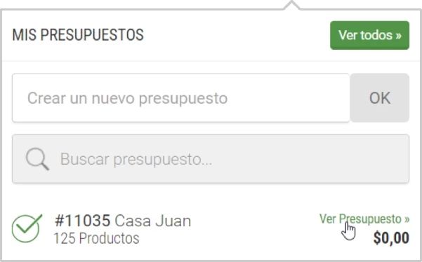 como ver presupuesto desde el menú de navegación